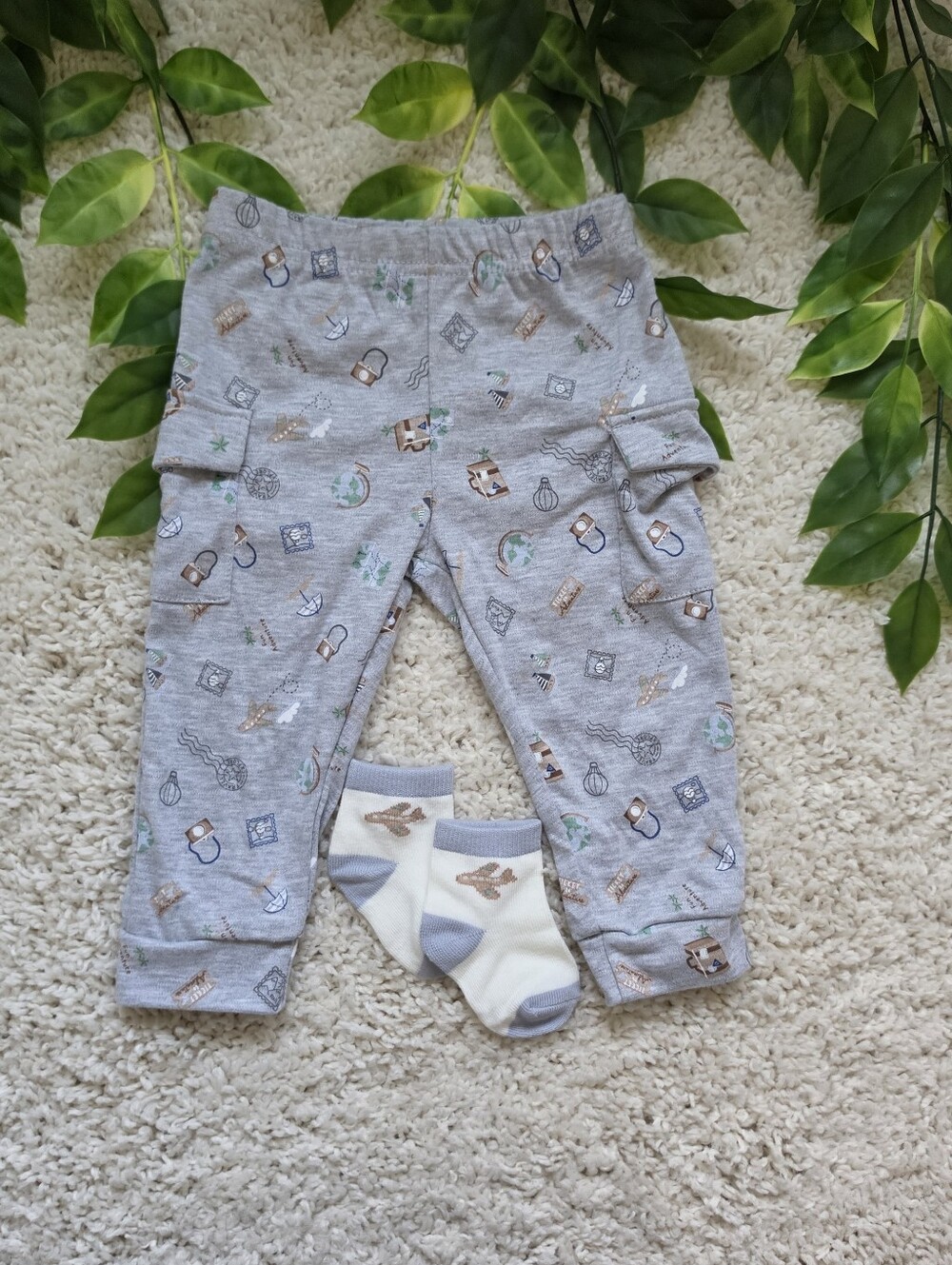 Baby Boy World Traveler Pants + Socks (6-9 Months)